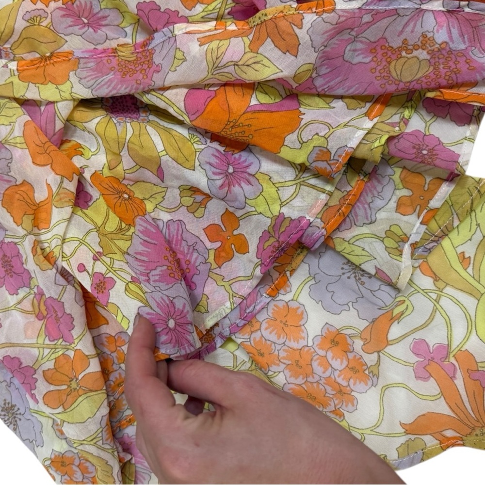 Asymmetrical Hem Retro Floral Fairycore Tie Skirt - Picture 6 of 9